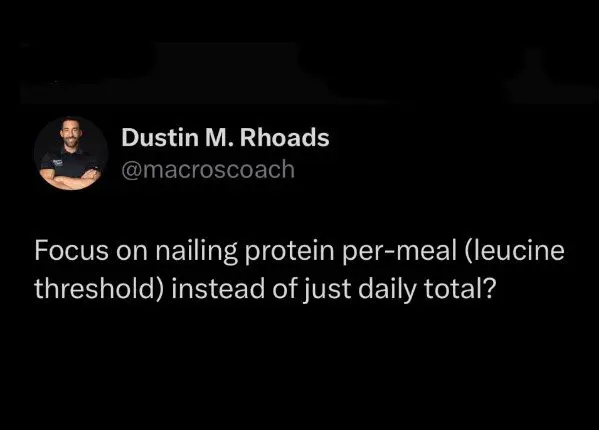Protein intake focus: per-meal vs. daily total.